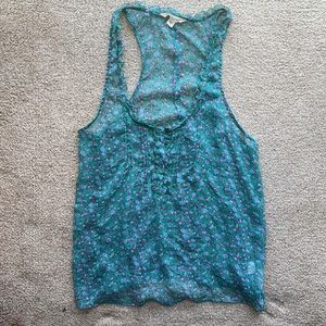 American Eagle Lightweight Sheer Floral Tank Top